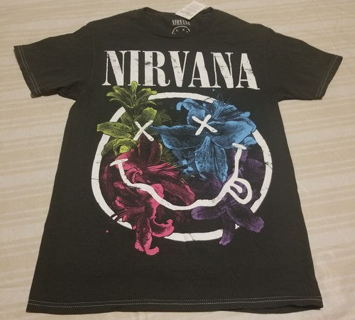 Nirvana T-Shirt Floral/Smiley Pattern Men's XS