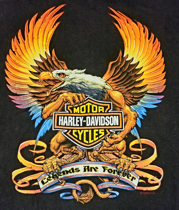 VINTAGE HARLEY-DAVIDSON LEGENDS ARE FOREVER EAGLE HONOLULU, HAWAII T-Shirt Men's LARGE LG'